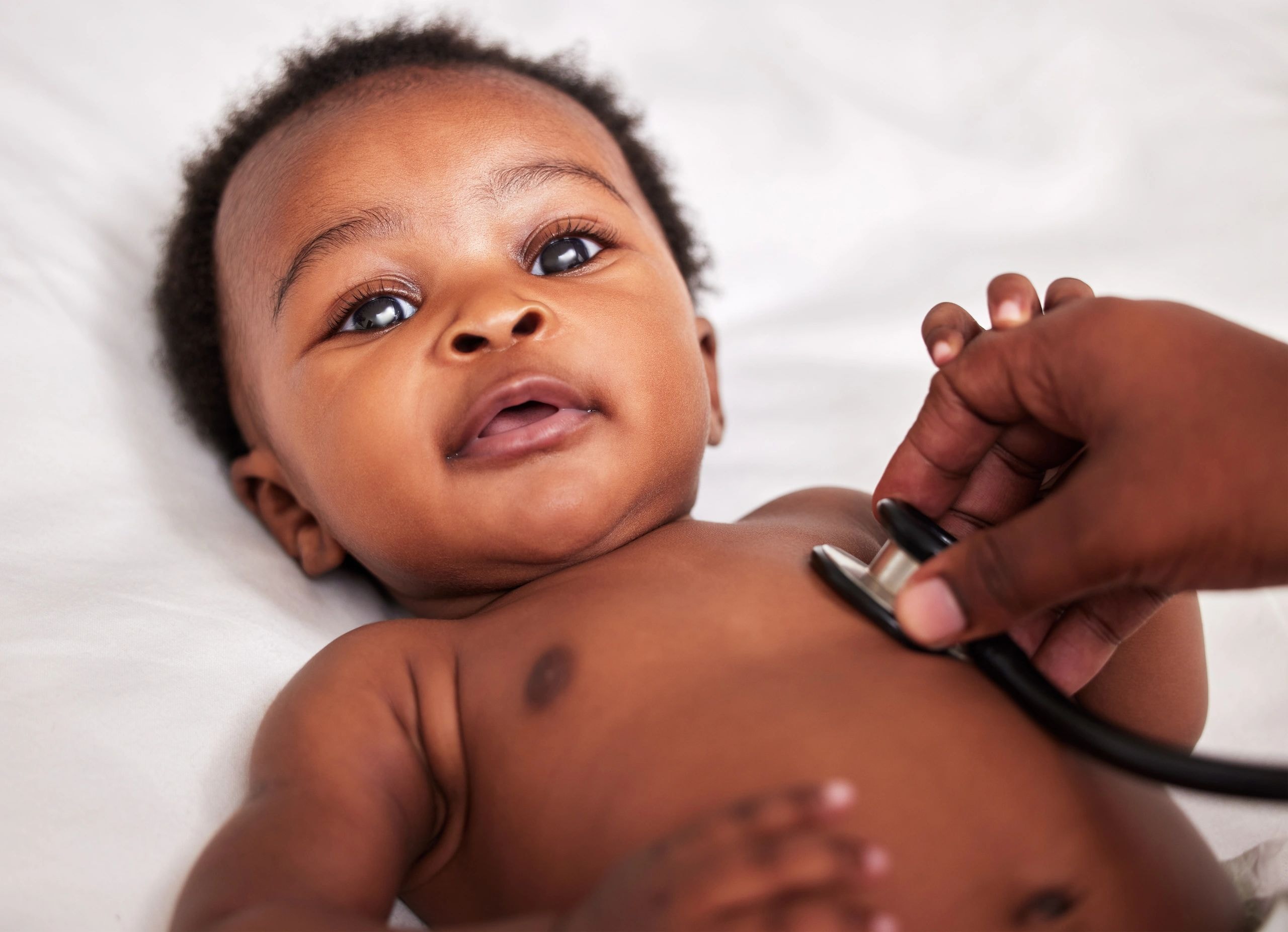 Mother and child receiving healthcare